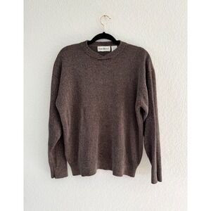 Barry Bricken Men's Brown Silk Crew Neck Long Sleeve Vintage Sweater Size M